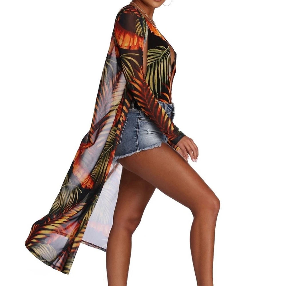 Tropical Print Swim Cover-Up